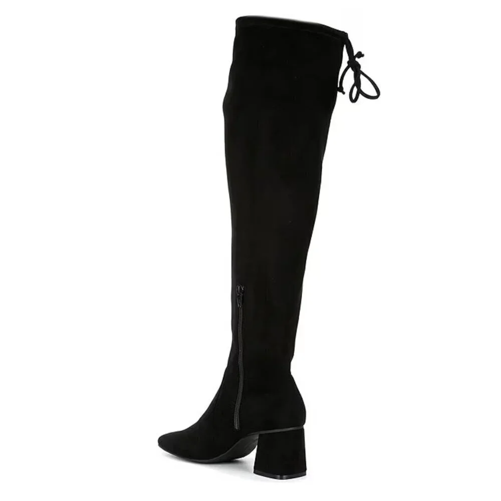 NEW Gianni Bini Laredo Stretch Fabric Over-the-Knee Block Heel Boots in Black